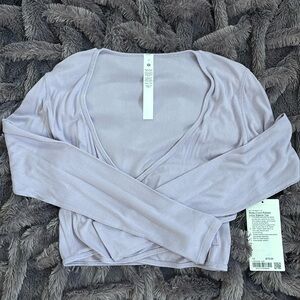Neat Lululemon Wrap-Front Ribbed Long Sleeve Top Lilac Esther purple Size 12